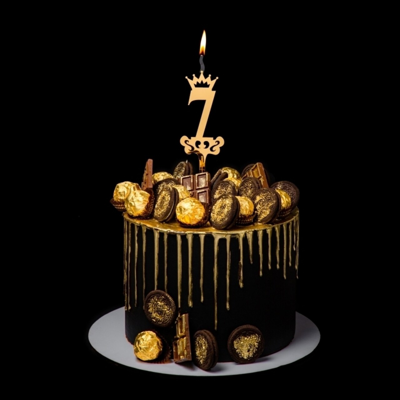 Haji Gold Acrylic Birthday Candle Number 7 Durable Cake Topper Decoration